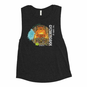 The Tomb of Gyzaengaxx Ladies’ Muscle Tank Design by Chet Minton